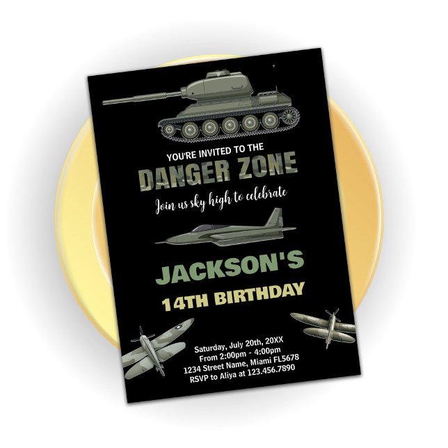  Fighter Jet Birthday Invitations Danger Zone Dark (Fighter Jet Birthday Invitations Danger Zone Dark)
