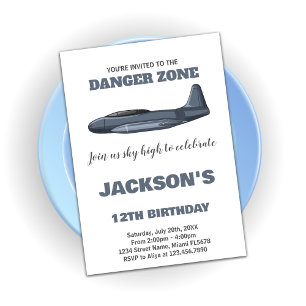 Fighter Jet Birthday Invitations Grey