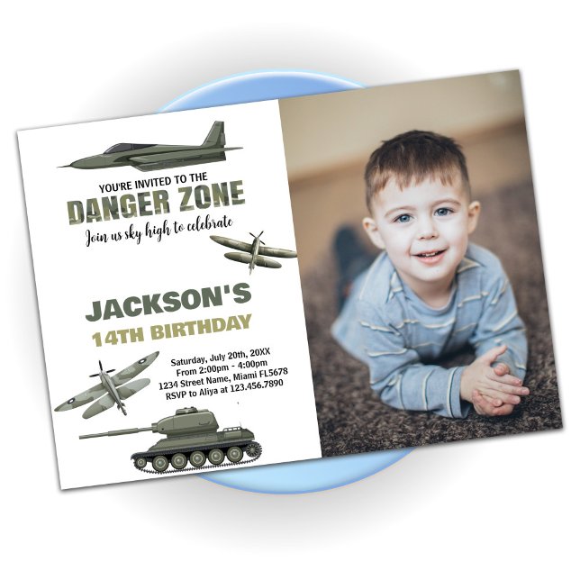  Fighter Jet Birthday Invitations with photo (Fighter Jet Birthday Invitations with photo)