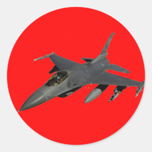 FIGHTER JET CLASSIC ROUND STICKER