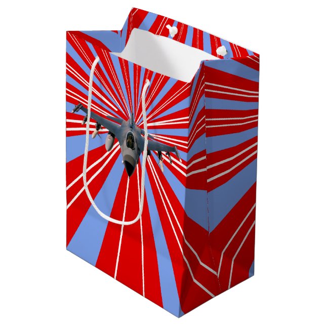 Fighter Jet Medium Gift Bag (Front Angled)