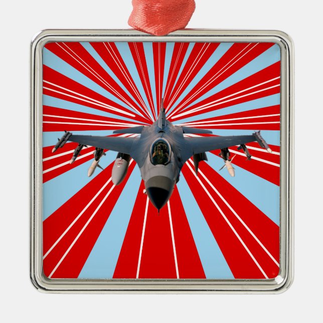 Fighter Jet Metal Ornament (Front)