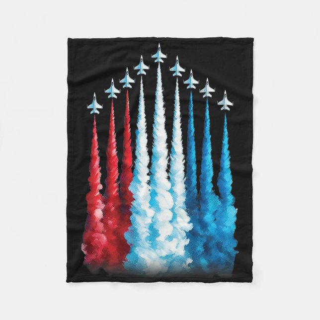 Fighter Jets American Flag For 4th Of July Patriot Fleece Blanket (Front)