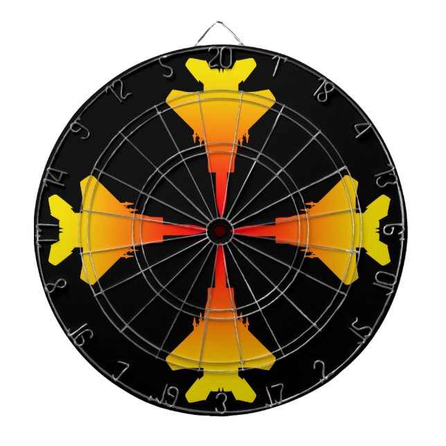 Fighter Jets Metal Cage Black Dartboard (Front)