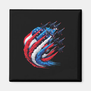 Fighter Jets Patriotic Red White Blue Smoke Usa Fl Magnet