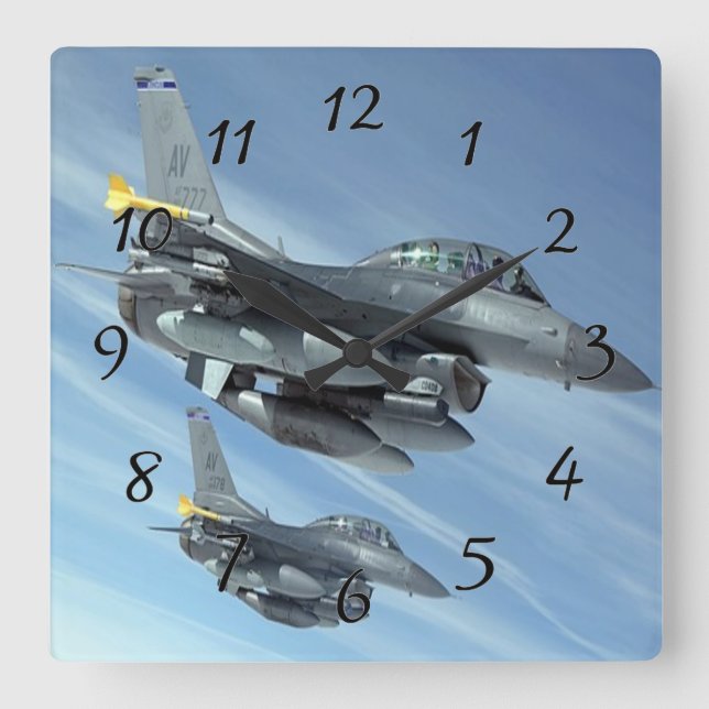 Fighter Jets Square Wall Clock (Front)
