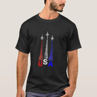 Fighter Jets USA 4th of July Red White Blue Contra T-Shirt