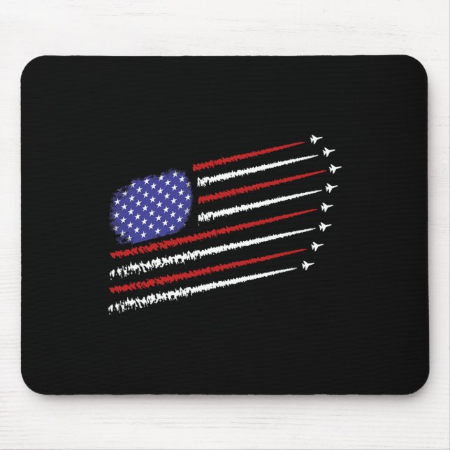 Fighter Jets With Usa American Flag 4th Of July Ce Mouse Pad (Front)