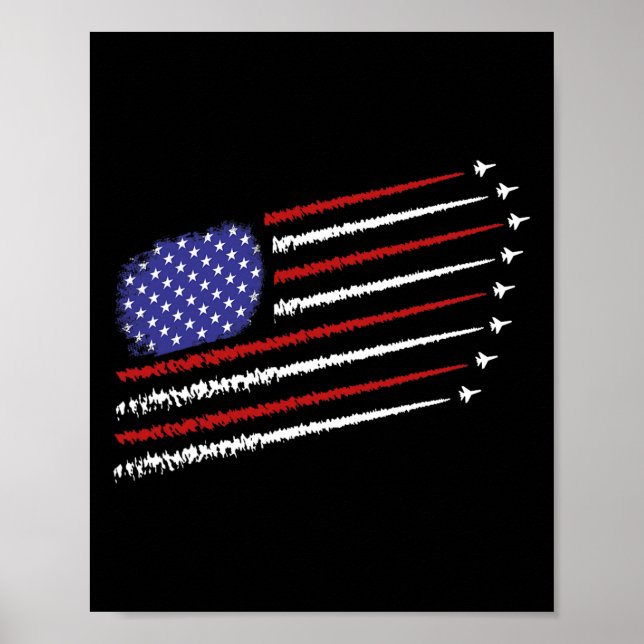 Fighter Jets With Usa American Flag 4th Of July Ce Poster (Front)