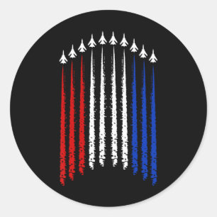 Fighter Jets With Usa Flag 4th Of July Patriotic F Classic Round Sticker