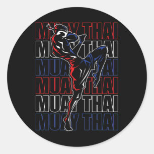Fighter Muay Thai Sports Martial Arts Mma Thailand Classic Round Sticker