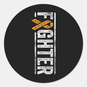 Fighter Orange Ribbon Leukaemia Awareness Cancer P Classic Round Sticker
