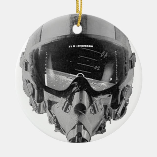 Fighter Pilot Helmet and Altimeter Ceramic Ornament (Front)