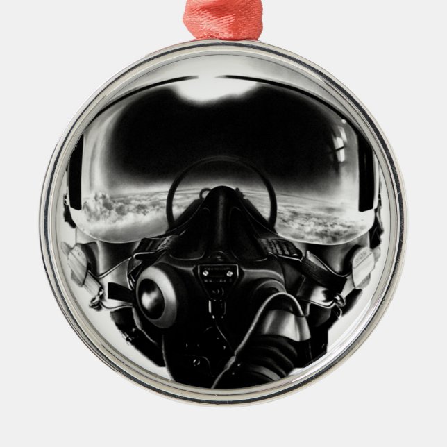 Fighter Pilot Helmet Metal Tree Decoration (Front)