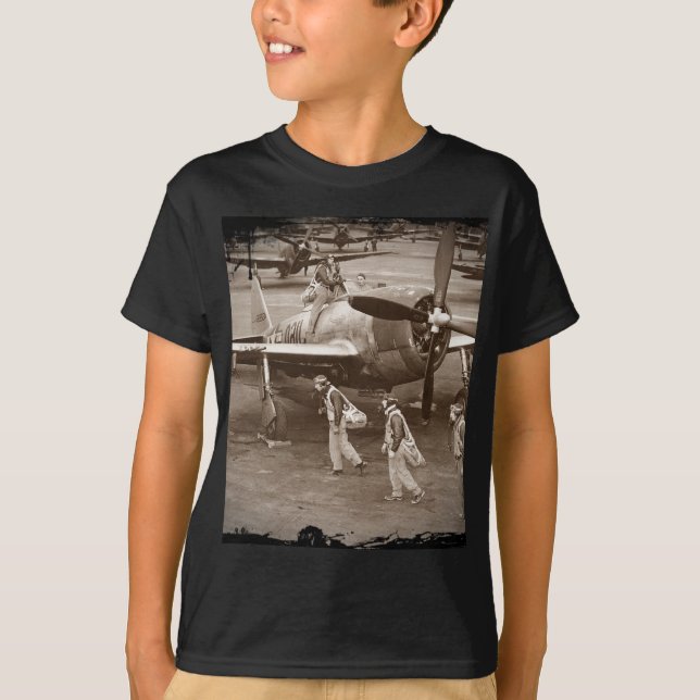 Fighter Pilots in Training on P-47 Thunderbolts T-Shirt (Front)