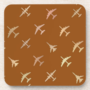 Fighter planes, on dark bronze coaster