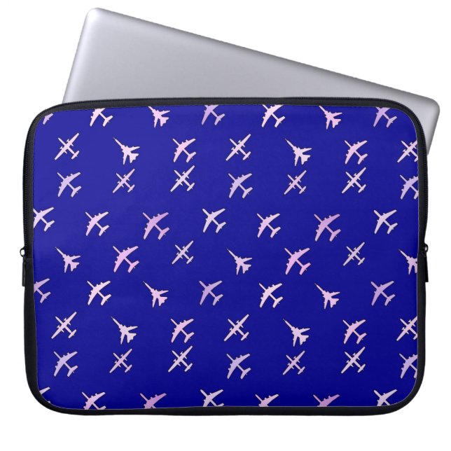 Fighter planes, on navy blue laptop sleeve (Front)