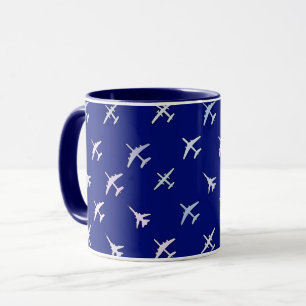 Fighter planes, on navy blue mug