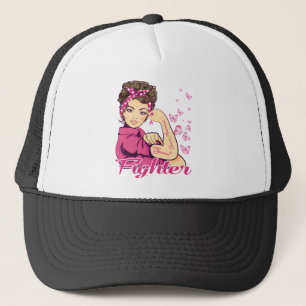 Fighter Rosie Riveter Breast Cancer Awareness Trucker Hat