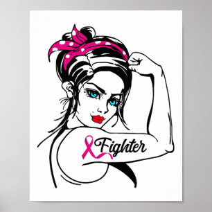 Fighter Rosie The Riveter Breast Cancer Awareness Poster