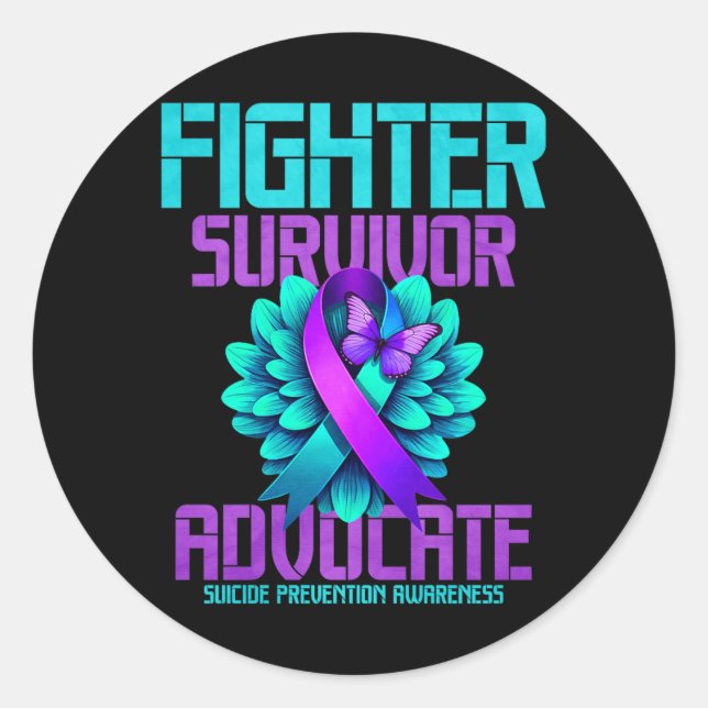 Fighter Survivor Advocate Premium Classic Round Sticker (Front)