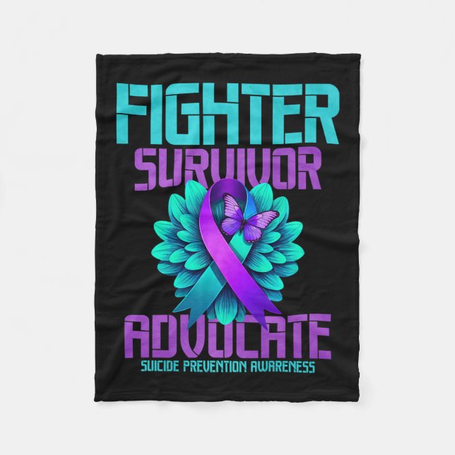 Fighter Survivor Advocate Premium  Fleece Blanket (Front)