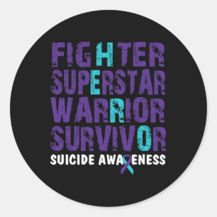 Fighter Survivor Suicide Awareness Mental Health Classic Round Sticker