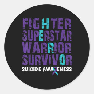 Fighter Survivor Suicide Awareness Mental Health Classic Round Sticker