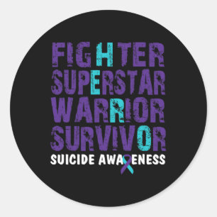 Fighter Survivor Suicide Awareness Mental Health Classic Round Sticker