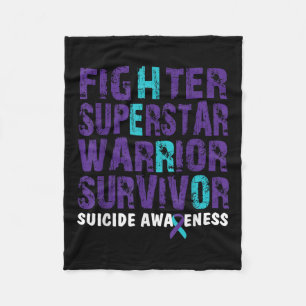 Fighter Survivor Suicide Awareness Mental Health  Fleece Blanket
