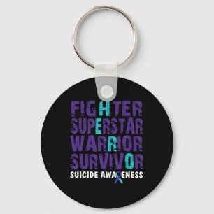 Fighter Survivor Suicide Awareness Mental Health Key Ring