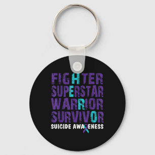 Fighter Survivor Suicide Awareness Mental Health Key Ring