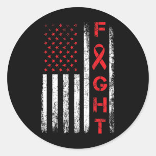 Fighter Usa Flag - Fight Heart Disease Awareness Classic Round Sticker