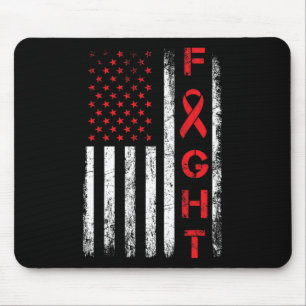 Fighter Usa Flag - Fight Heart Disease Awareness Mouse Pad