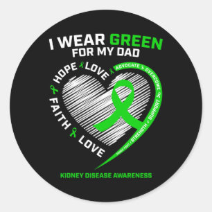 Fighter Warrior Gifts Dad Green Kidney Disease Awa Classic Round Sticker