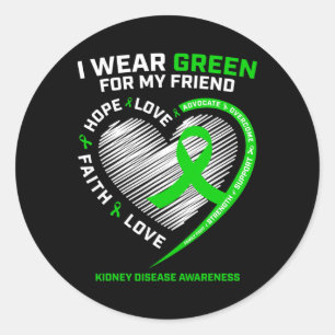 Fighter Warrior Gifts Friend Green Kidney Disease Classic Round Sticker