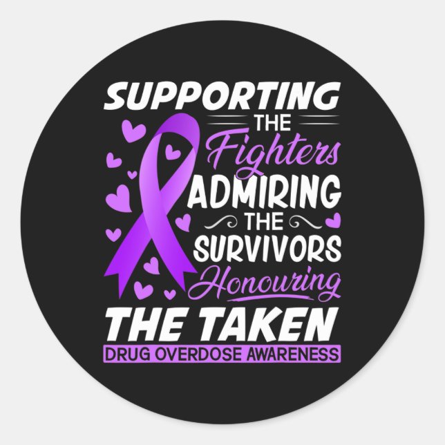 Fighters Honouring Taken Overdose Awareness  Classic Round Sticker (Front)