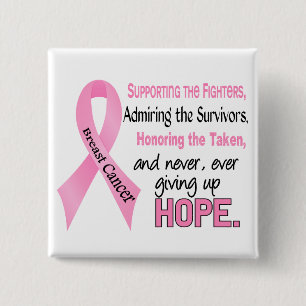 Fighters Survivors Taken Pink Ribbon Breast Cancer 15 Cm Square Badge