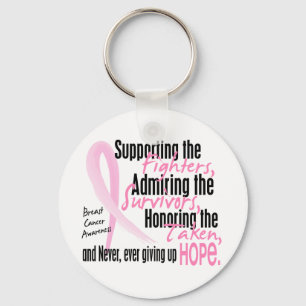 Fighters Survivors Taken Watercolor Pink Ribbon Key Ring