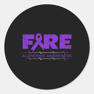 Fighters Wear Purple - Alzheimerheimer Awareness Classic Round Sticker