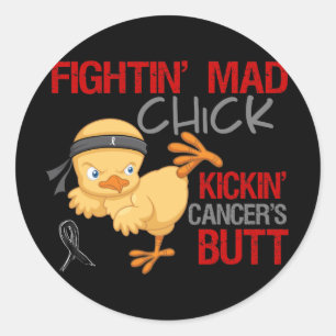 Fightin Chick Melanoma Classic Round Sticker
