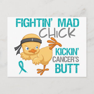 Fightin Chick Peritoneal Cancer Postcard