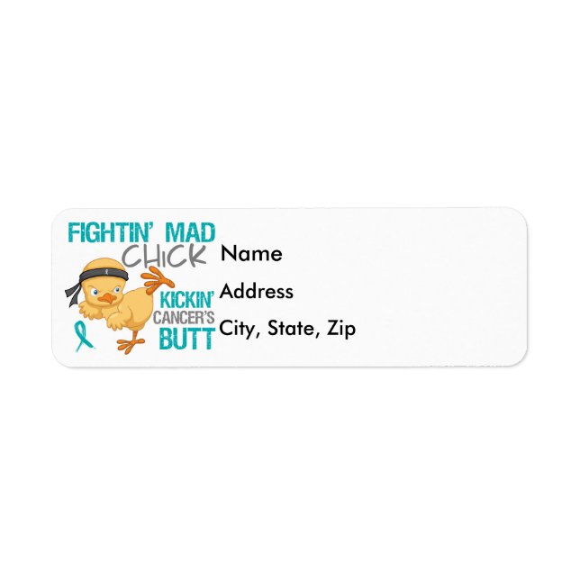 Fightin Chick Peritoneal Cancer Return Address Label (Front)