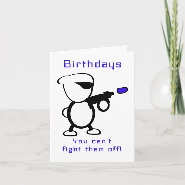 Fighting Alien Birthday Card (Front)