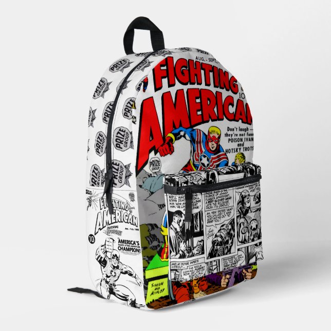'Fighting American' Retro Comics Backpack (Back Corner Left)