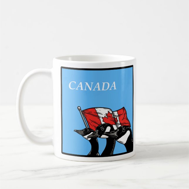 Fighting Angry Canadian Geese Patriotic Canada Coffee Mug (Left)