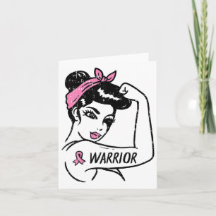 Fighting Breast Cancer Warrior Rosie Riveter Pink  Card