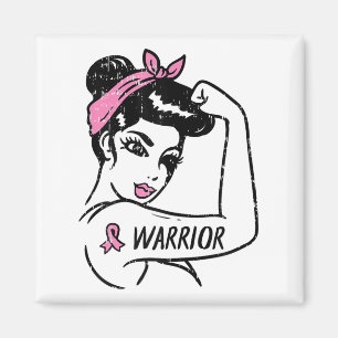 Fighting Breast Cancer Warrior Rosie Riveter Pink Magnet