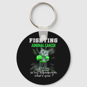 Fighting Cat Adrenal Cancer Awareness Superpower Key Ring