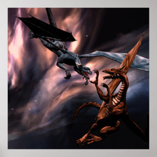 Fighting dragons poster